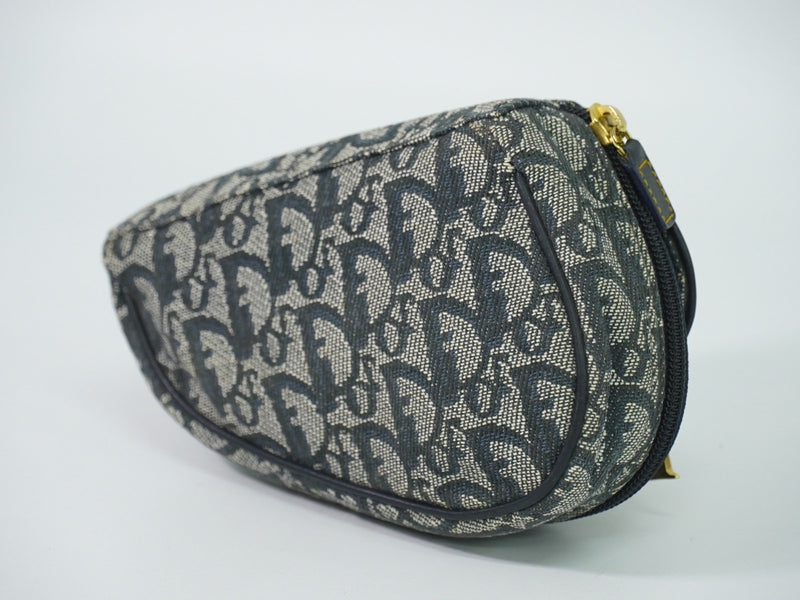 Christian Dior Saddle Zip Diorissimo Canvas Navy Bag
