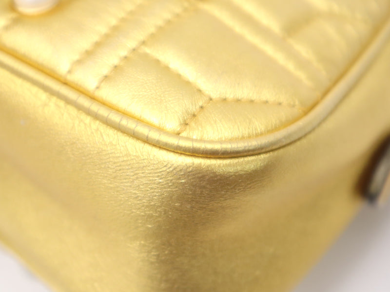Gucci Pearly Gg Marmont Embellished Matelasse Leather Gold Bag