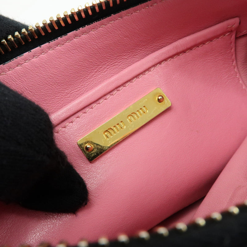 Miu Miu Logo Chain Clutch Shearling Pink Leather