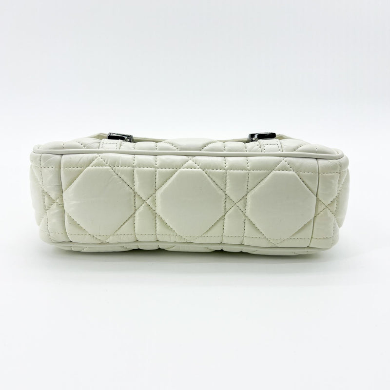 Christian Dior Diorcamp Messenger Padded Macrocannage Quilt Calfskin White Leather
