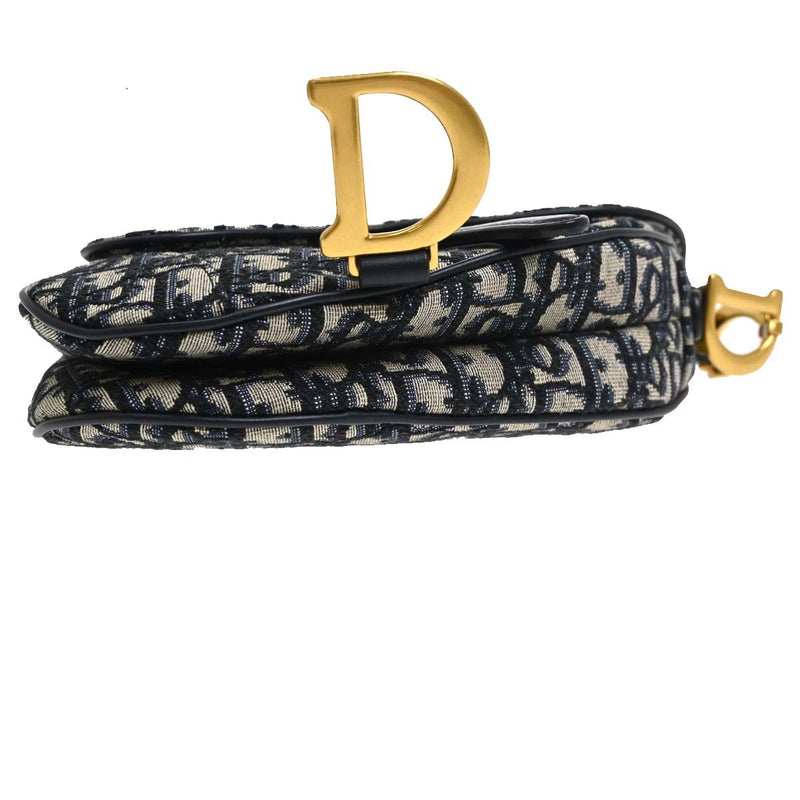 Christian Dior Saddle Oblique Canvas Navy Bag