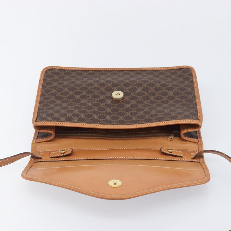 Celine Macadam Shoulder Canvas Brown Bag