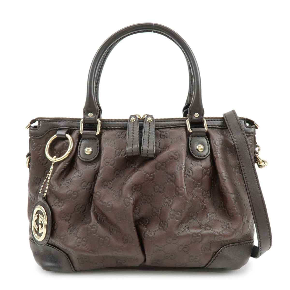 Gucci Sukey Top Handle Satchel Guccissima Leather Brown