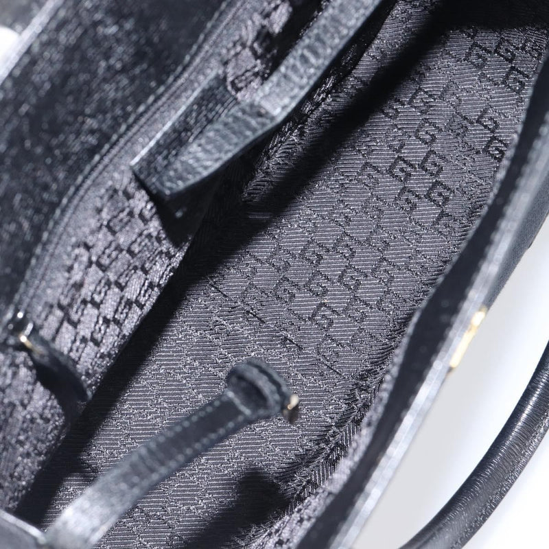 Gucci Vintage G Logo Canvas Black Leather Bag