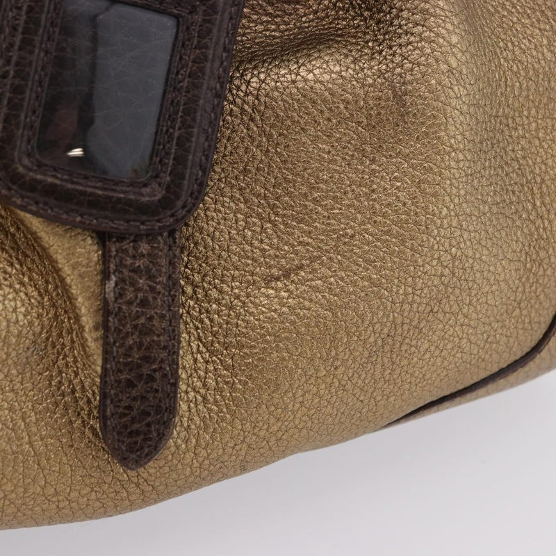Prada Belted Frame Satchel Metallic Leather Gold