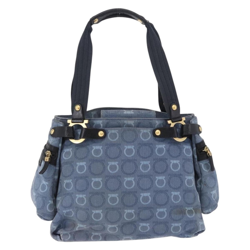 Salvatore Ferragamo Gancini Canvas Navy Bag