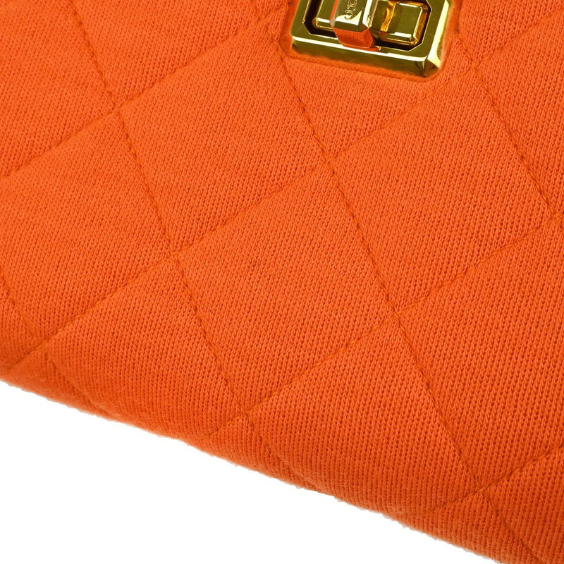 Chanel Shopping Quilted Knit Pluto Glitter Orange Cloth Bag