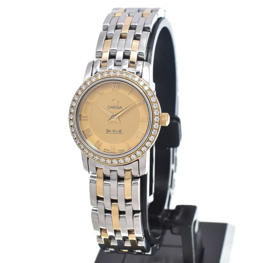 Omega De Ville Prestige Quartz Stainless Steel And Yellow Gold With Diamond Bezel Markers Watches