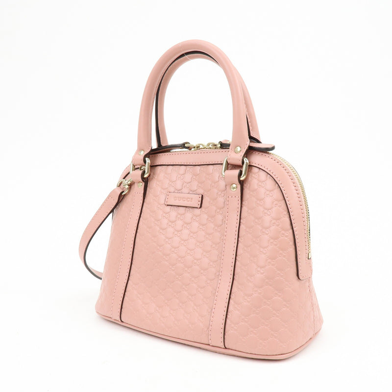 Gucci Gg Charm Convertible Dome Satchel Guccissima Leather Pink