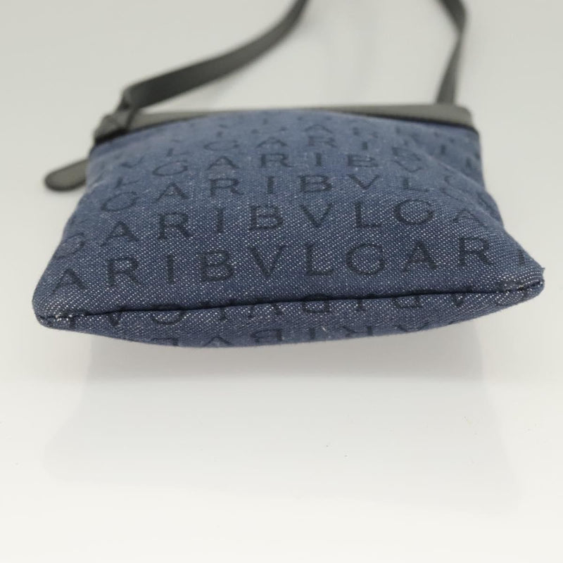 Bvlgari Logomania Canvas With Leather Blue Bag