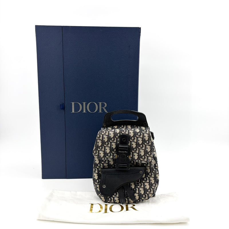 Christian Dior Saddle Oblique Canvas Beige Bag