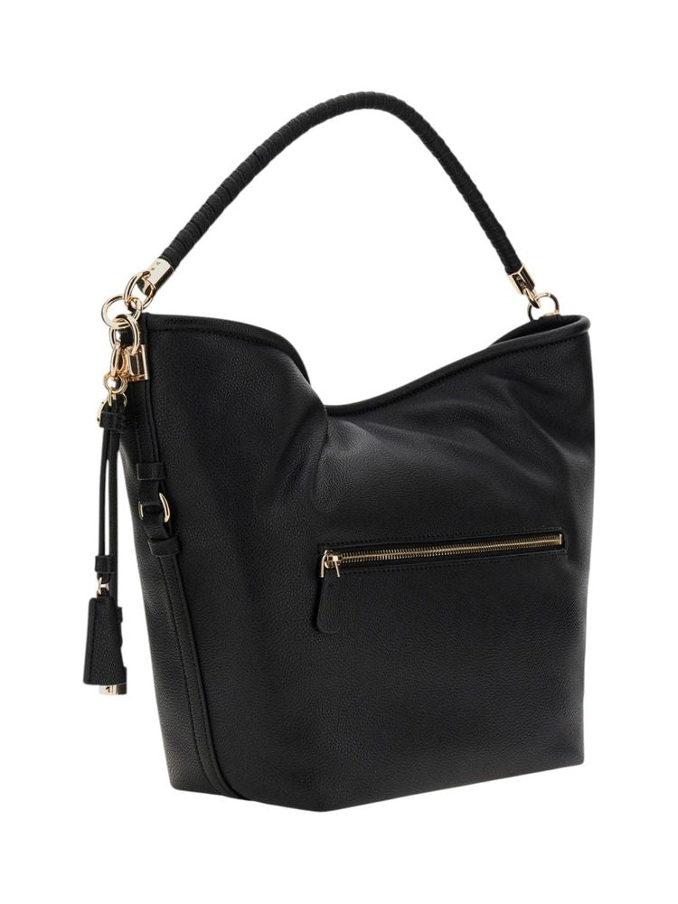 Guess Slouchy Polyurethane Hobo Bag — Black