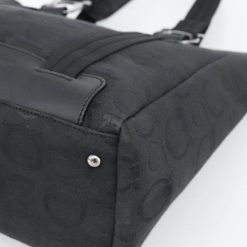 Salvatore Ferragamo Gancini Top Handle Canvas Black Bag