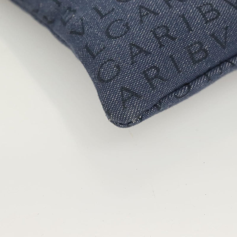 Bvlgari Logomania Canvas With Leather Blue Bag