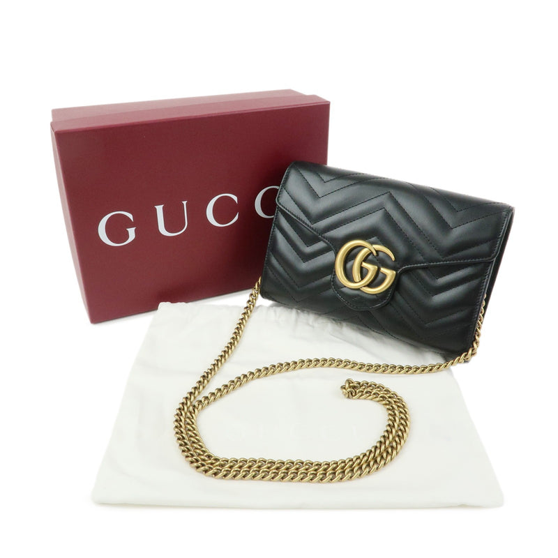 Gucci Gg Marmont Chain Matelasse Leather Black Bag