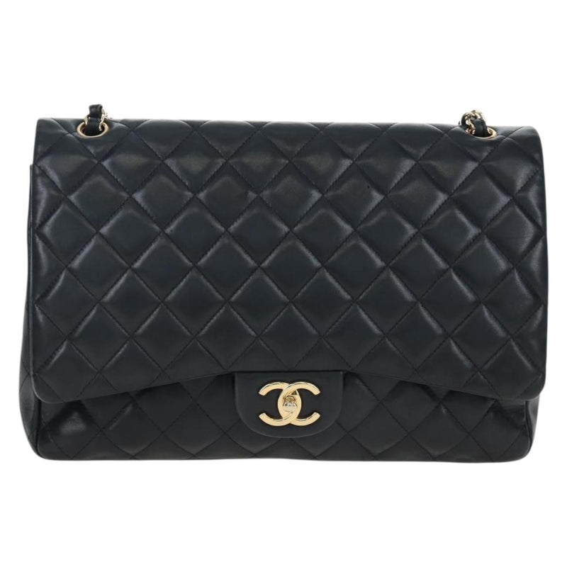 Chanel Classic Timeless Double Flap Quilted Caviar Black Leather Bag