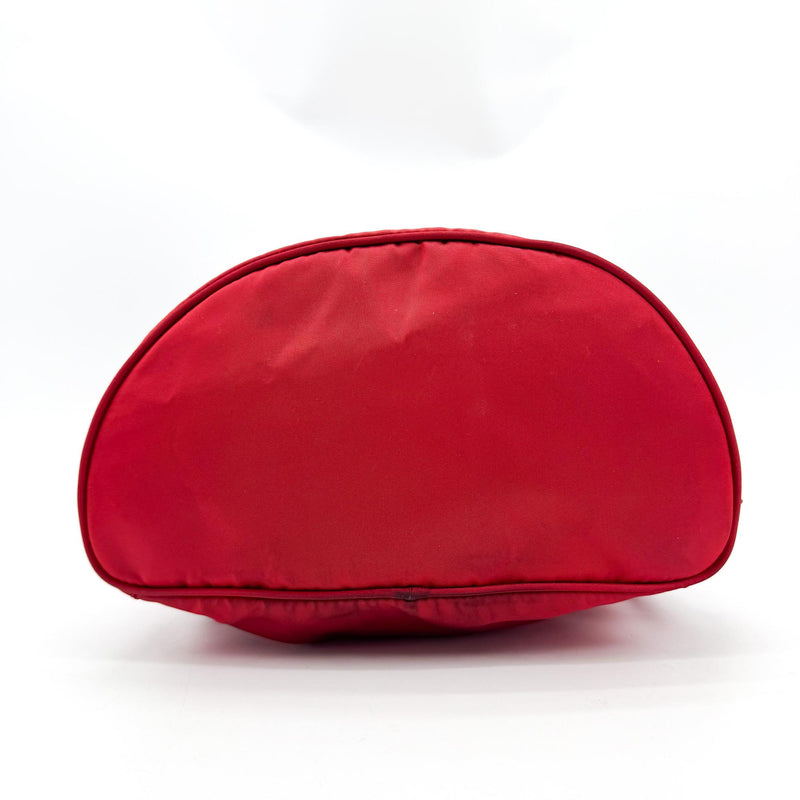Prada Front Zip Drawstring Tessuto Red Nylon Bag