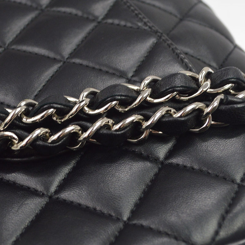 Chanel Classic Timeless Double Flap Quilted Lambskin Black Leather Bag