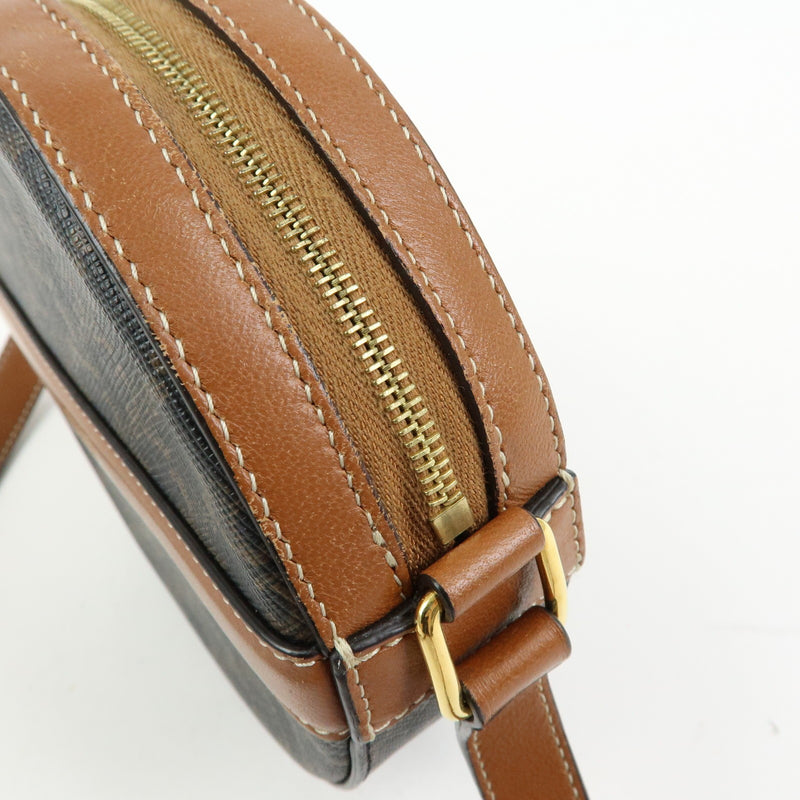 Celine Round Purse On Strap Triomphe Coated Canvas Brown Bag