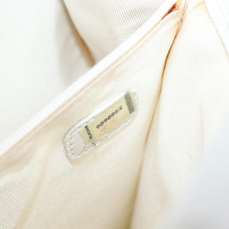 Chanel Vintage Wooden Quilted Caviar White Leather Bag