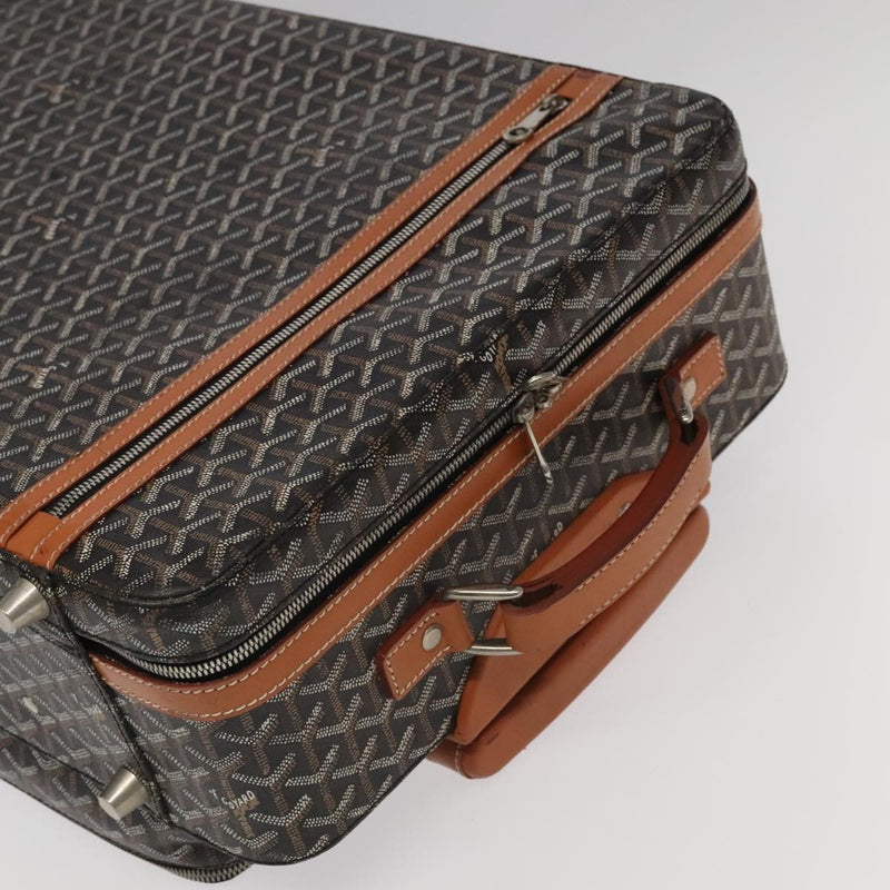 Goyard Bourget Trolley Rolling Luggage Coated Canvas Brown Pvc Bag