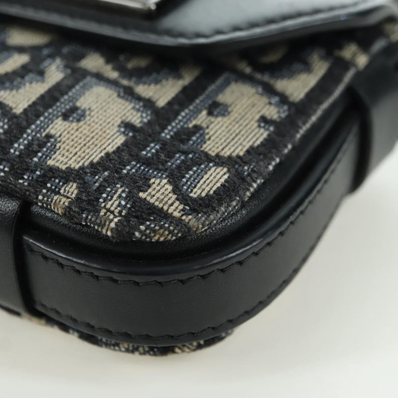 Christian Dior Clasp Lock Messenger Oblique Canvas And Leather Navy