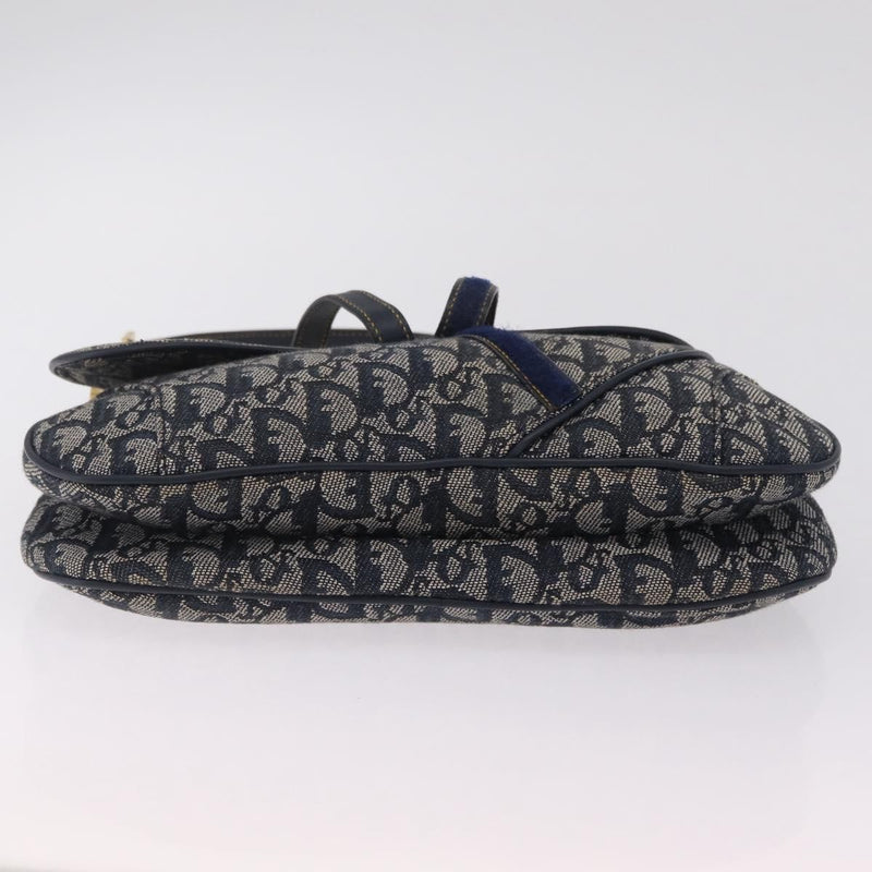 Christian Dior Vintage Double Saddle Diorissimo Canvas Navy Bag