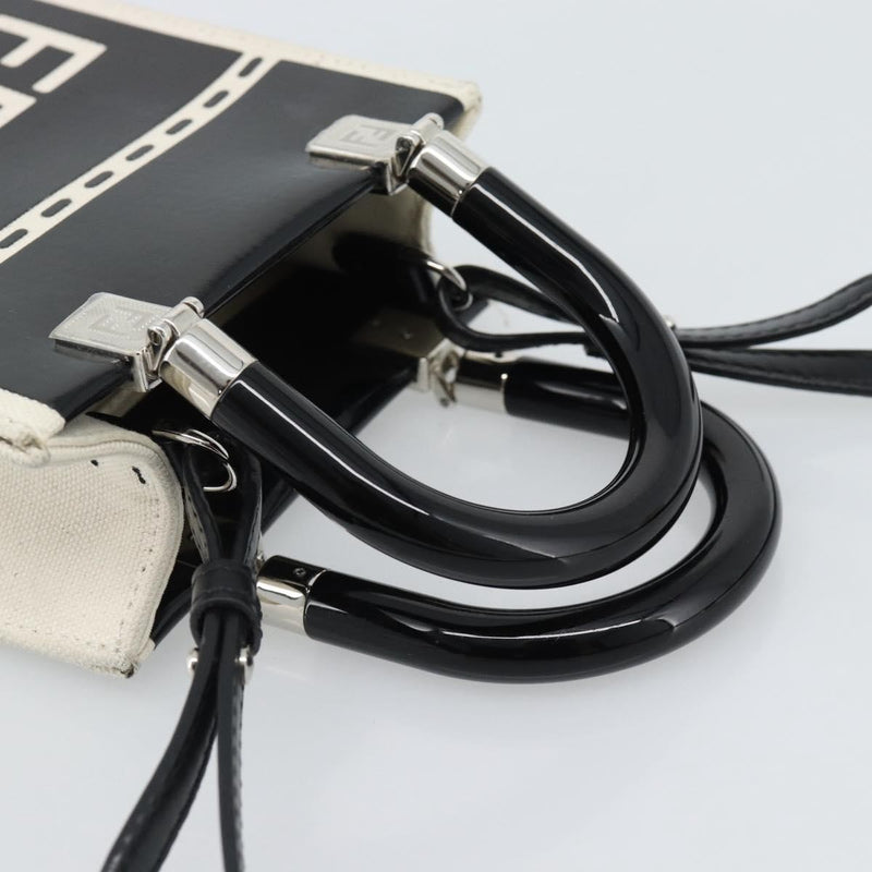 Fendi Sunshine Shopper Patent And Canvas Black Patent_leather Bag
