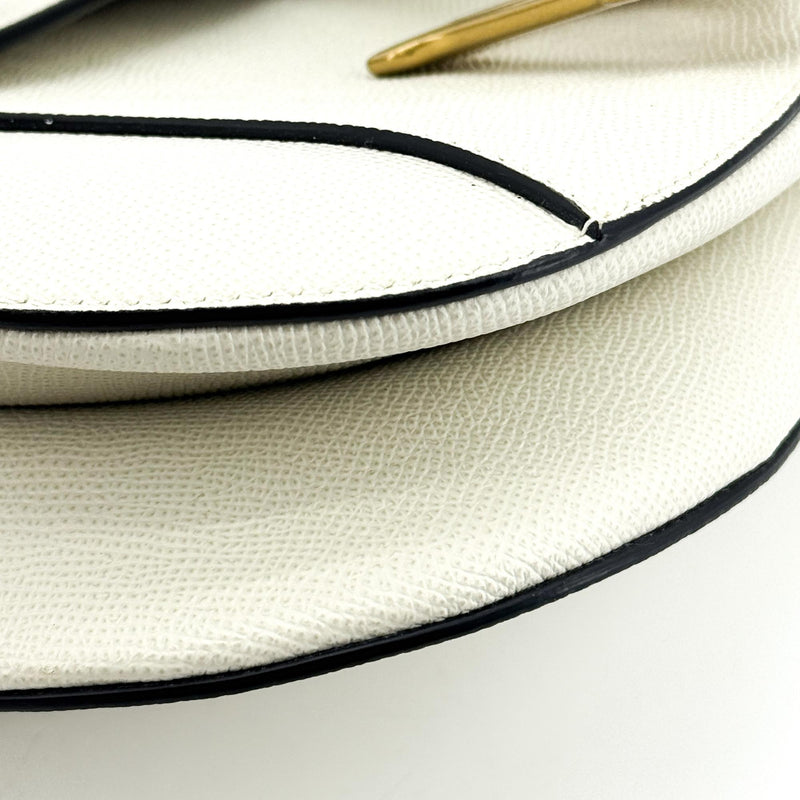 Christian Dior Saddle Leather White Bag