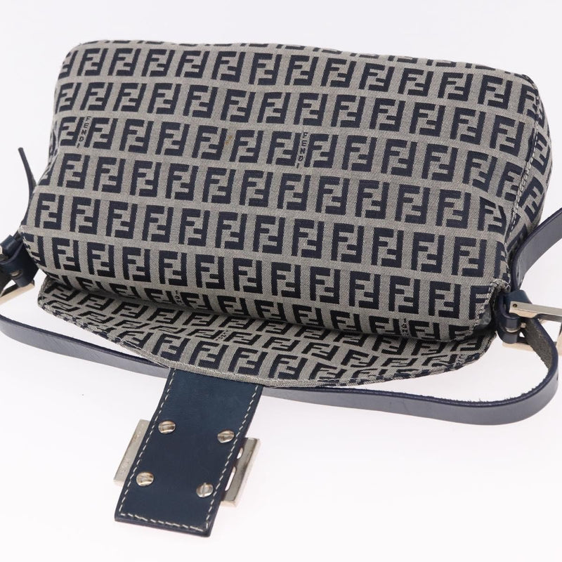 Fendi Baguette Zucchino Canvas Navy Bag