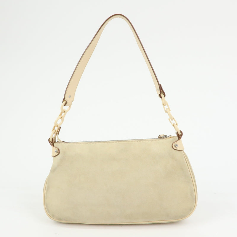 Salvatore Ferragamo Gancini Suede Beige Bag