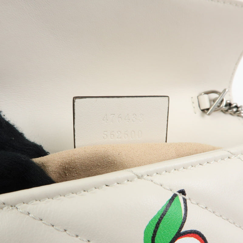 Gucci Gg Marmont Flap Printed Diagonal Quilted Leather White Bag