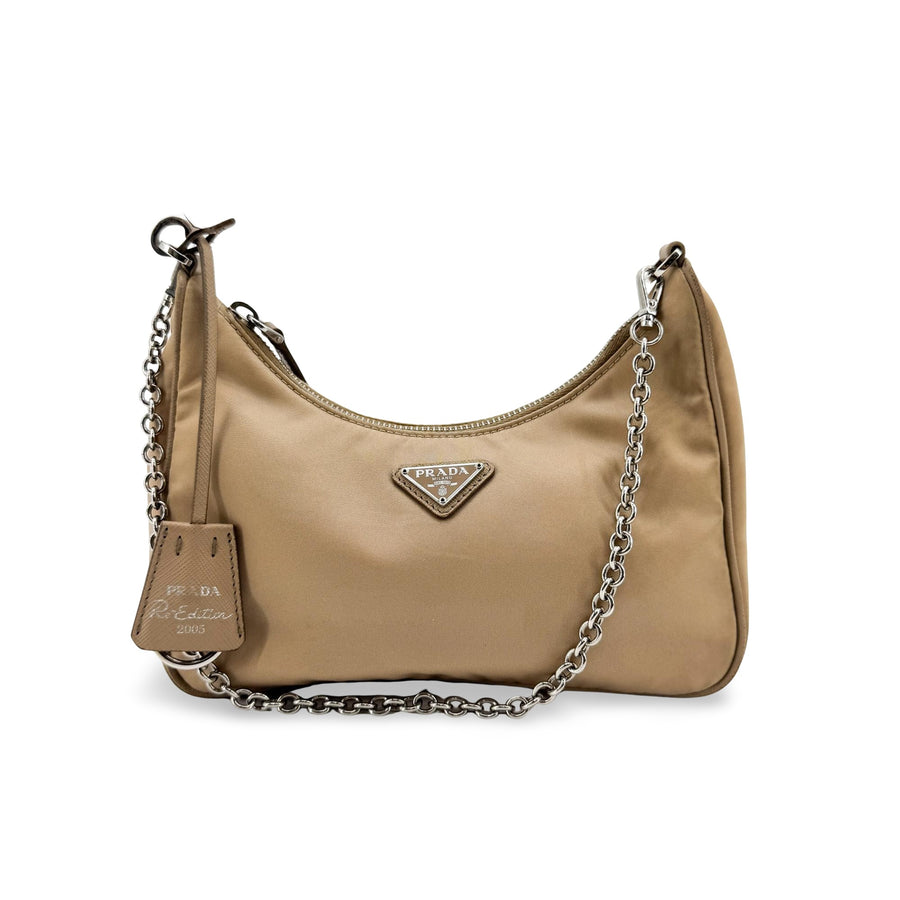 Prada Re-Edition 2005 Tessuto Beige Nylon Bag