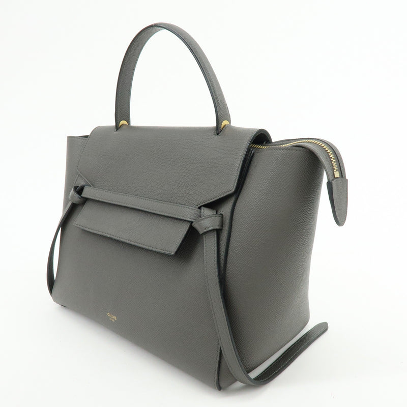 Celine Belt Textured Leather Gray Calfskin Bag