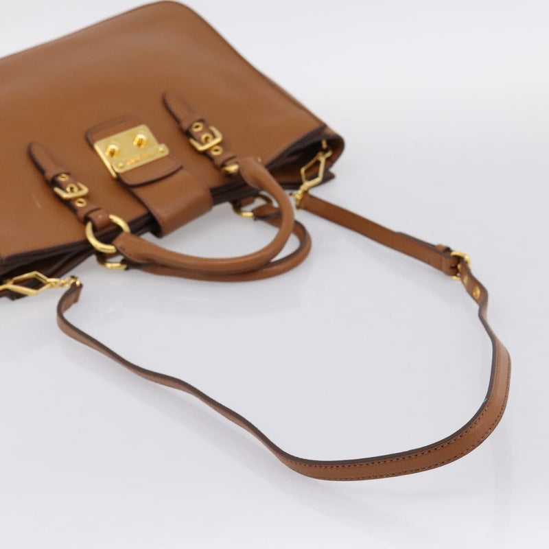 Miu Miu Madras Convertible Lock Leather Brown Bag