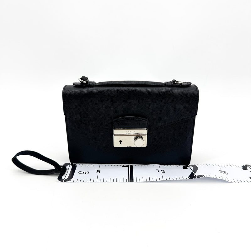 Prada Convertible Sound Vernice Saffiano Leather Black Bag