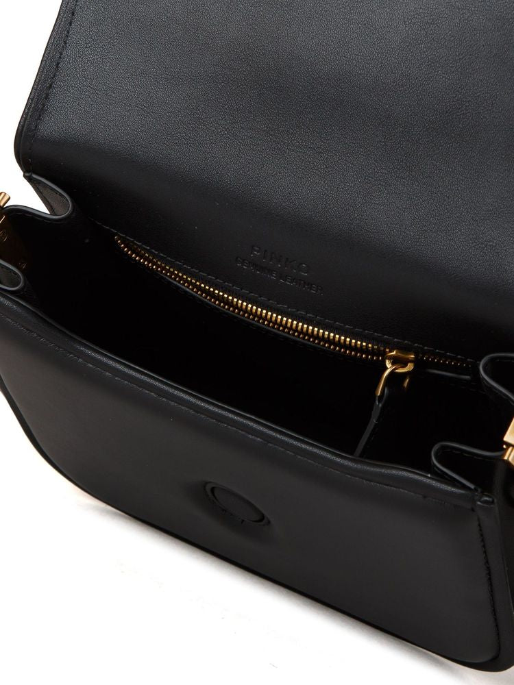 Pinko Love Box Crossbody Bag — Black Sheepskin