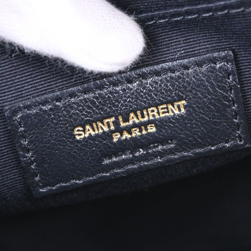 Saint Laurent Vinyle Round Belt Matelasse Chevron Leather Black Bag