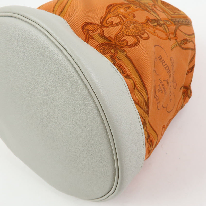 Hermes Soie Cool Printed Silk And Calfskin Orange Bag
