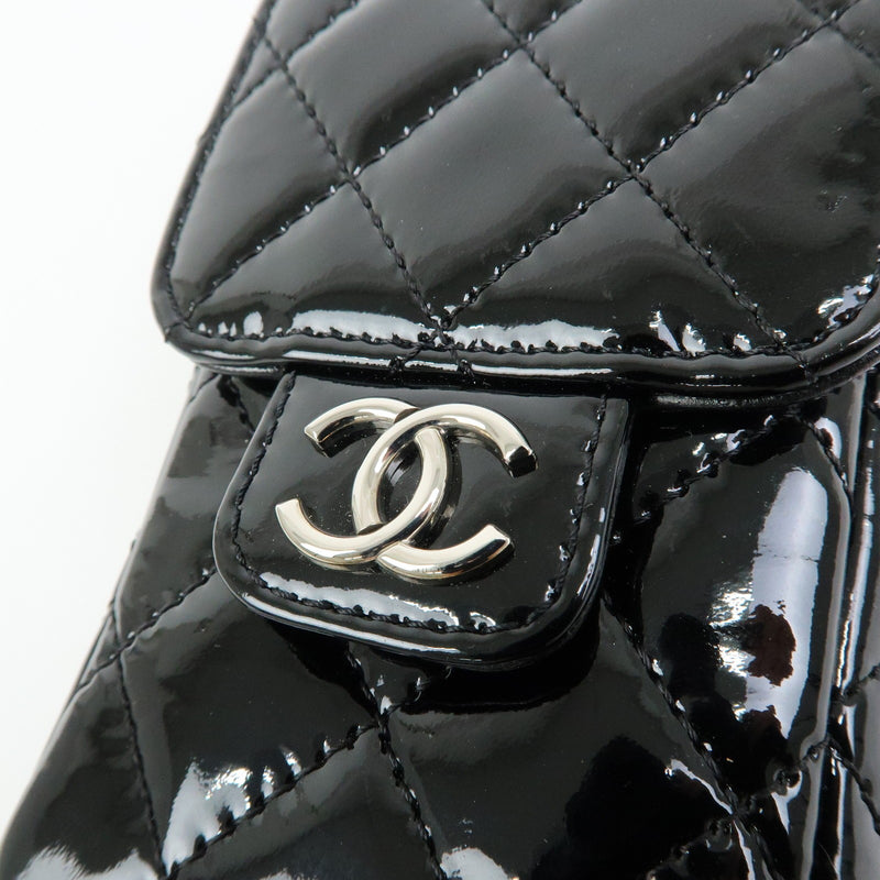 Chanel Cc Chain Phone Holder Quilted Patent Black Patent_leather Bag