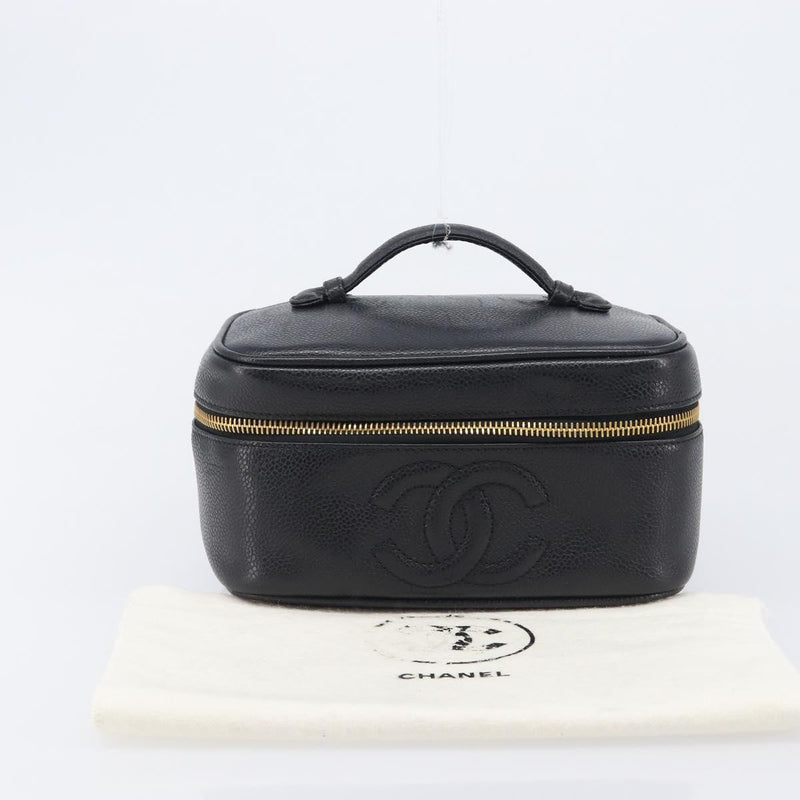 Chanel Vintage Timeless Cosmetic Case Caviar Black Leather Bag