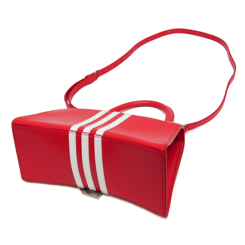 Balenciaga X Adidas Hourglass Top Handle Leather Red Bag