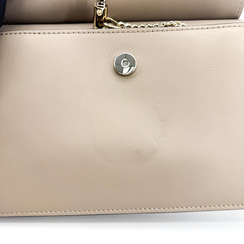 Chloe Faye Clutch Leather And Suede Beige Calfskin