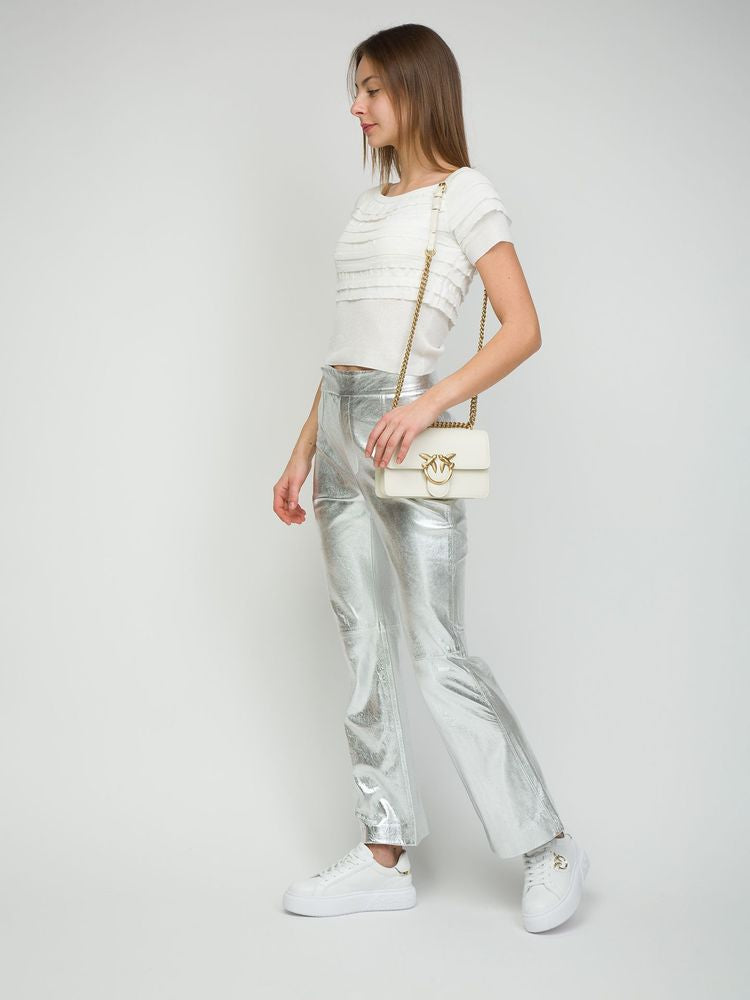 Pinko Love Crossbody Bag — White Cow Leather