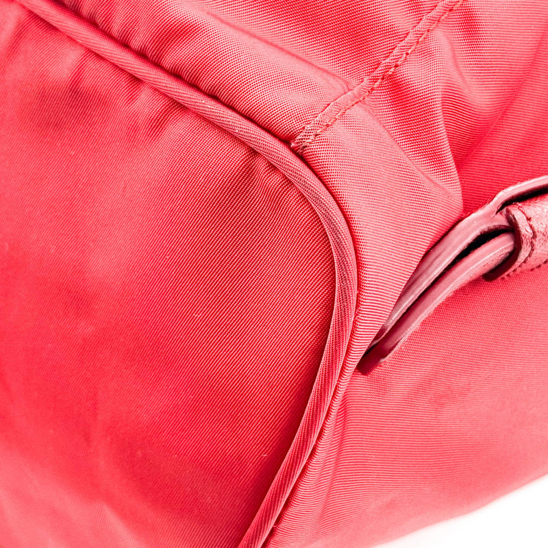 Prada Front Zip Drawstring Tessuto Red Nylon Bag