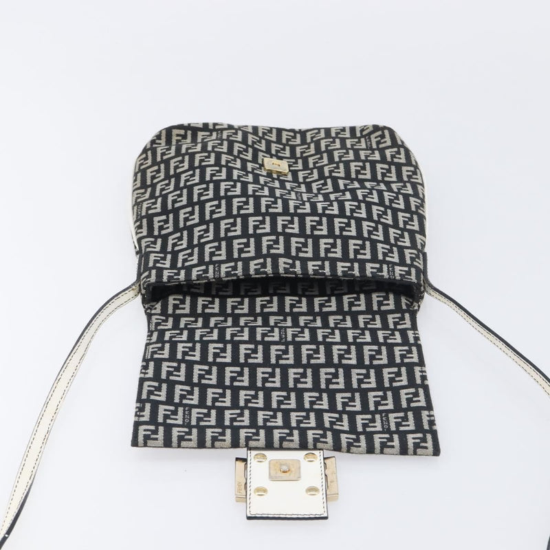 Fendi Vintage Flap Zucchino Canvas Black Bag