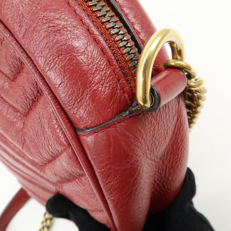 Gucci Gg Marmont Round Matelasse Leather Red Bag