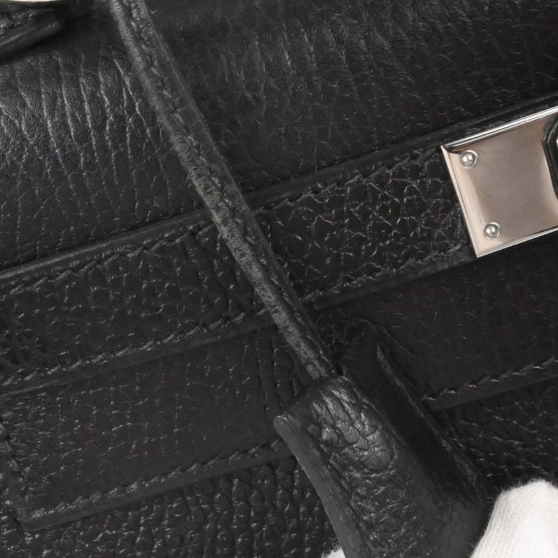 Hermes Kelly Black Vache Liegee With Palladium Hardware Calfskin Bag