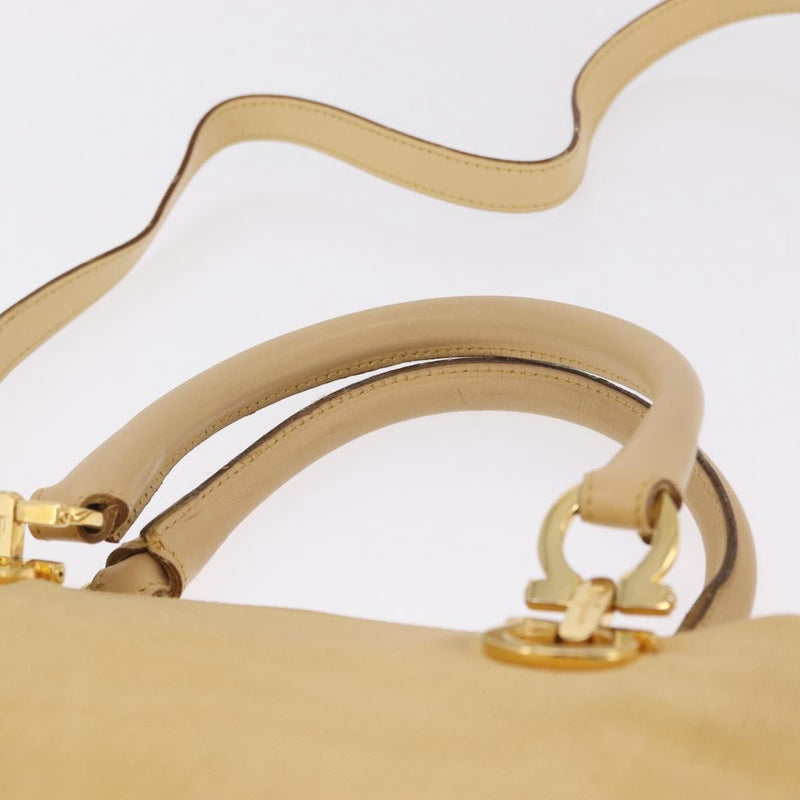 Salvatore Ferragamo Gancini Tote Canvas Beige