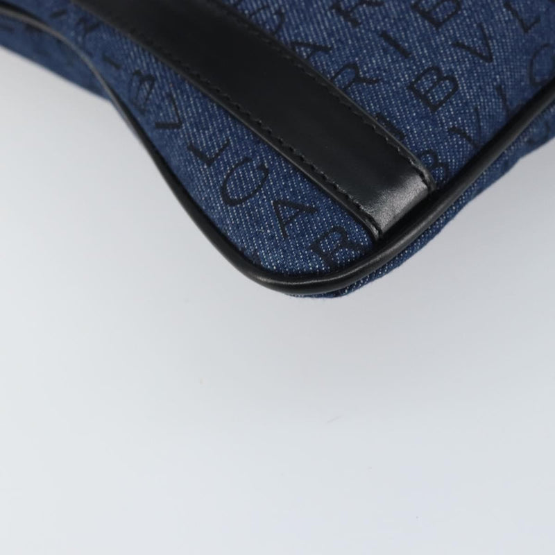 Bvlgari Logomania Canvas With Leather Blue Bag